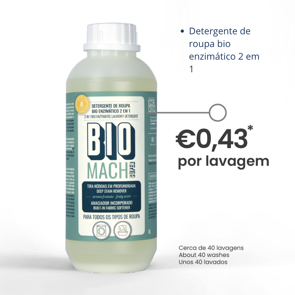 Biomach Super - Detergente de roupa bio enzimático 2 em 1 - Original (Frutado)