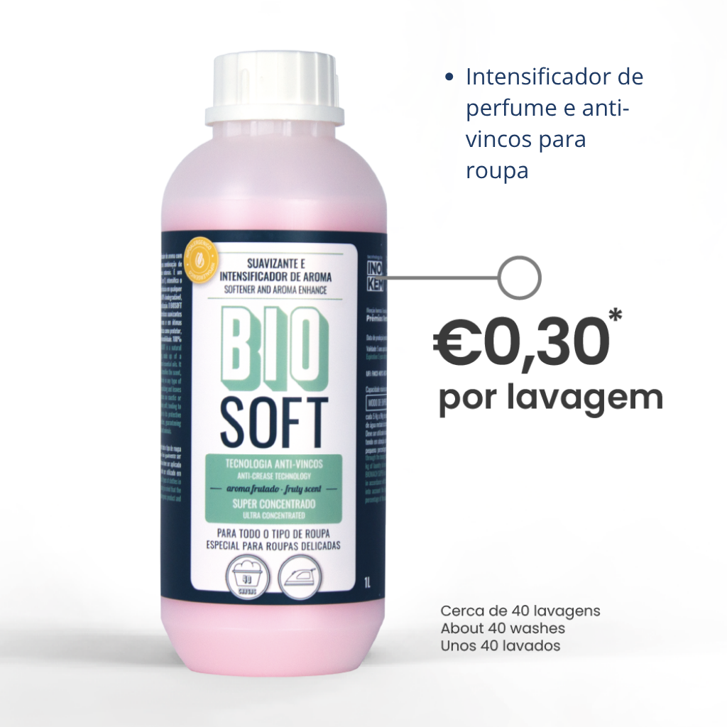 Biosoft - Intensificador de perfume e anti-vincos para roupa - aroma original (frutado)